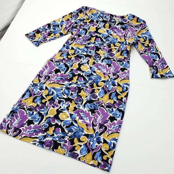 J. McLaughlin Catalyst Artist Garden Floral Print Catalina Cloth Midi Dress Sz M - Picture 10 of 10